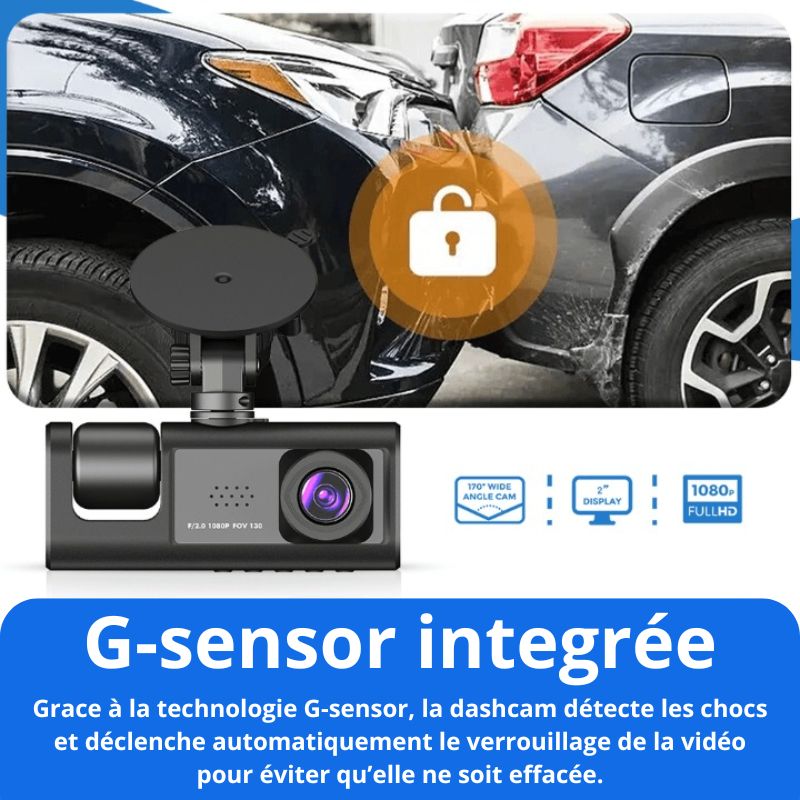 Dashcam UrbanView V2 - Camera embarquée pour voiture Full HD 1080P, Triple Caméra