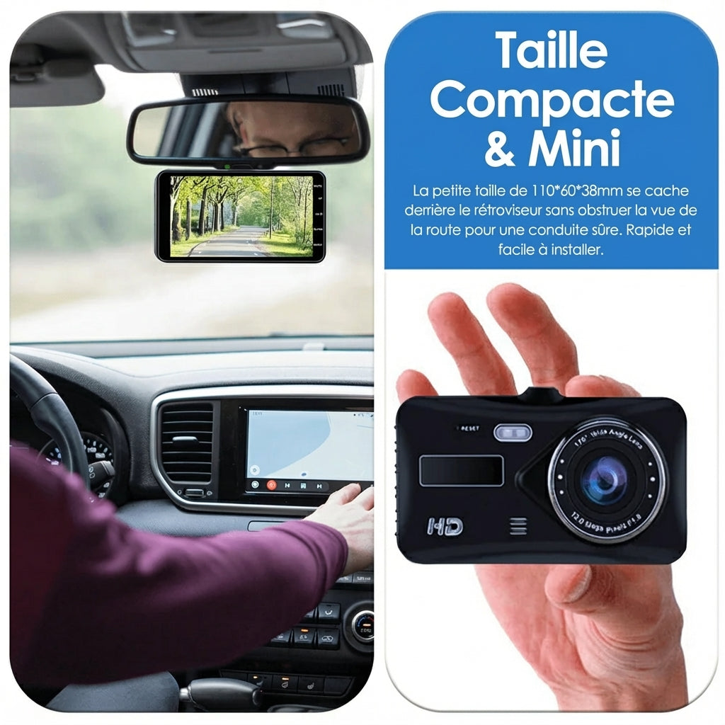 Dashcam 1080P - Double caméra, vision nocturne et G-sensor