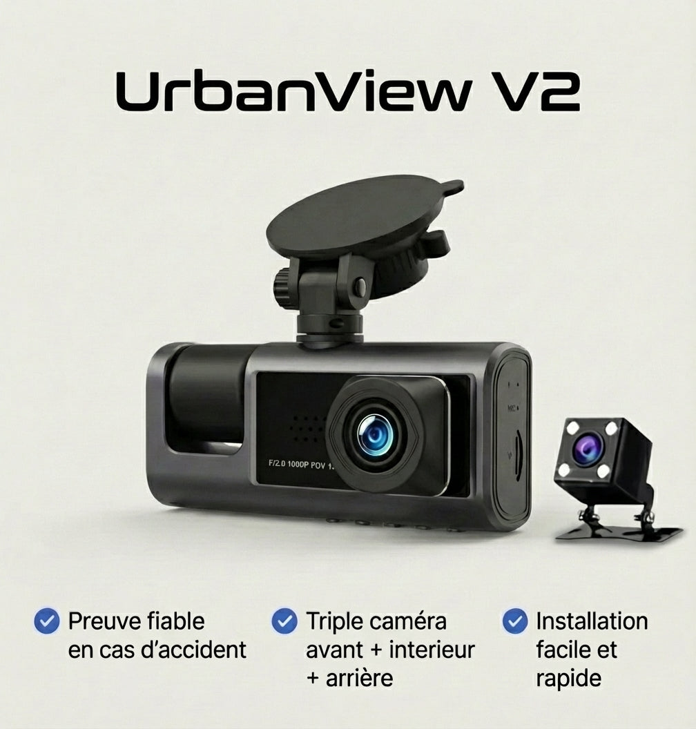 UrbanView V2 - Dashcam Triple Caméra